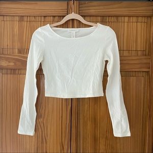 White Long Sleeve Crop Top